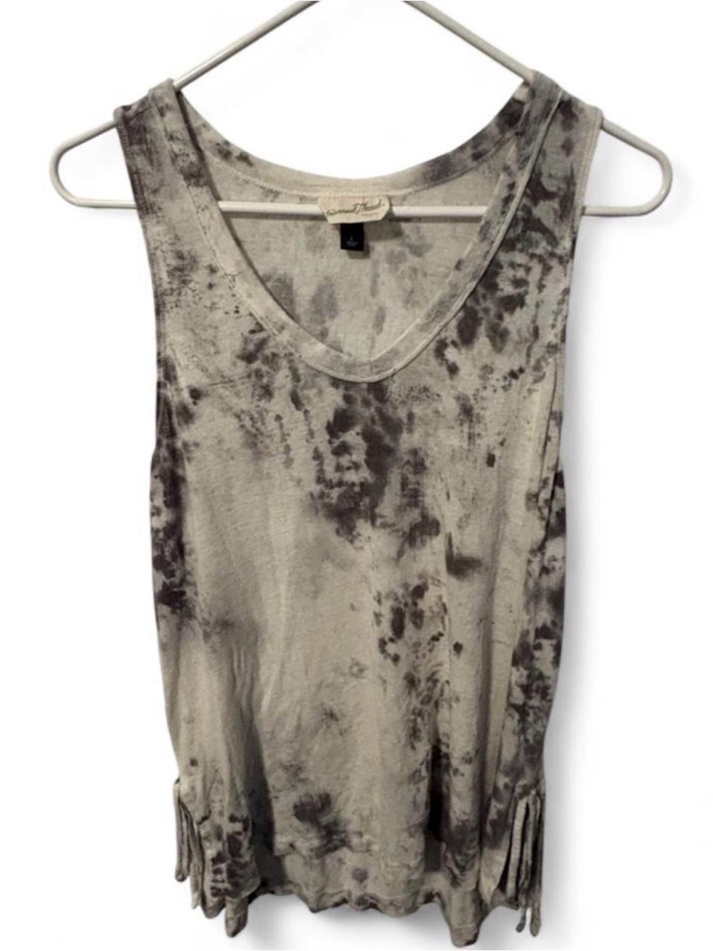 Universal Thread Gray Tie Dye Fringe Hem Tank Top L
